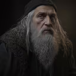 a man with long hair and a beard wearing a beanie