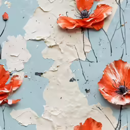 red flowers on a wall with white paint