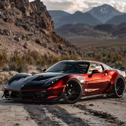 a car parked on the side of a road in the mountains