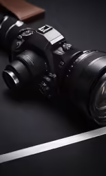 an unusual view of a camera and its accessories