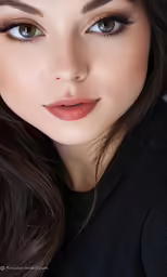 the face of a woman wearing a black top