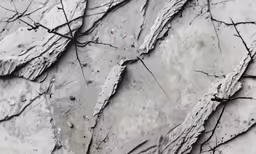 a large white piece of concrete with exposed vegetation
