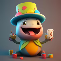 a character with a lot of blocks around him
