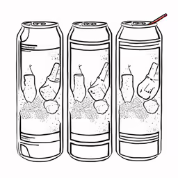 three cans with different things inside them in it