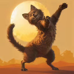 a big furry cat is doing a dance