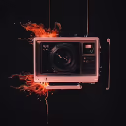 the image is shown with fire going down the side