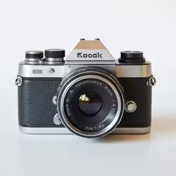the camera is black and white and has three lens