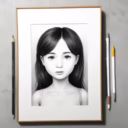 pencil drawings of a young woman in black and white