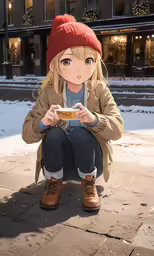 a person sitting down with a cup of coffee