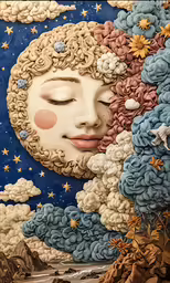 a painting depicting a woman sleeping on top of a cloud