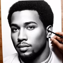 the artist is drawing an image of a man