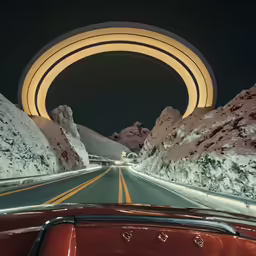 an image from inside a car as the car is going by
