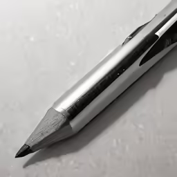 a long black and white pen sitting on a table