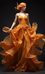 a beautiful red haired woman in a yellow gown