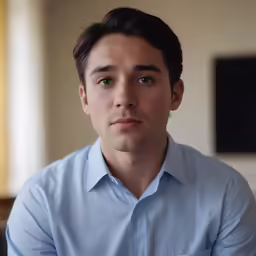the young man is looking very serious, posing for a photo