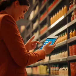 there is a woman holding a smart phone