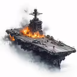 a naval ship in the middle of smoke