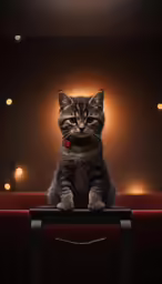 a cat sits in the middle of a room