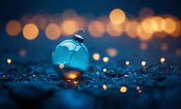 a glass vase with a candle on the floor