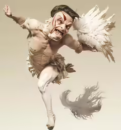 a male figure with the arms spread out as if to be an angel
