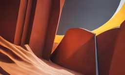desert scene with orange shadows by luke leer