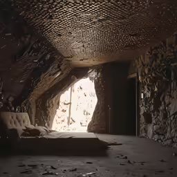a very nice looking stone room with a window