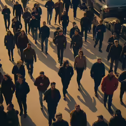 large group of people walking down the street