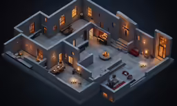 3d rendering of modern house and outdoor lighting