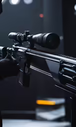 someone using a rifle on stage to shoot an item