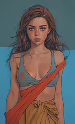 a very young woman in some sort of dress