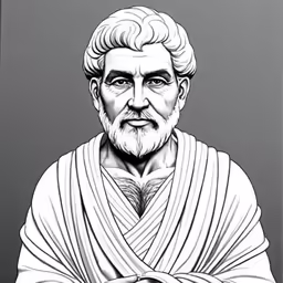a drawing of a man with a white beard and an outfit