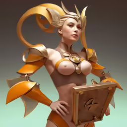 a girl in armor with wings and a costume