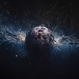 a young man submerged in water in the cold