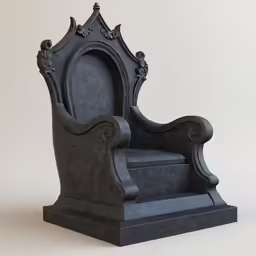 an antique style chair with a blue fabric