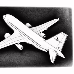 an airplane model on a white background that appears to be black and white