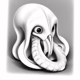 the white alien head with large open mouth