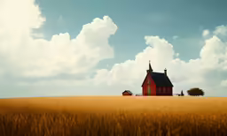 a church on a hill surrounded by tall grass