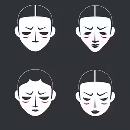 an illustration of faces with different makeup shapes