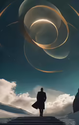 two people are looking up at the sky and clouds
