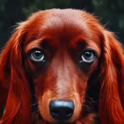 a dog looking forward with one eye open and its head tilted up