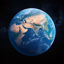 earth from space, with clouds and stars