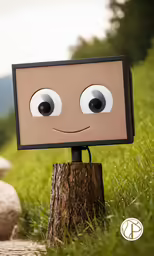 a box of paper with two eyes on it