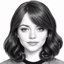 a woman with medium hair posing for a black and white photo