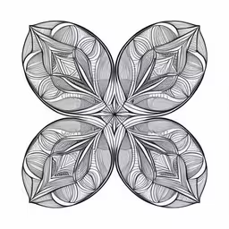 four circles with leaves on the middle and center,this intricate coloring page is made up of circles with leaf shapes and shapes