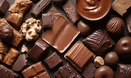 a table covered with lots of chocolate