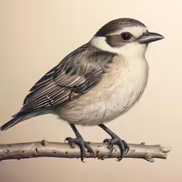 bird sitting on branch with light background