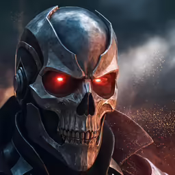 an image of an evil skull with glowing eyes