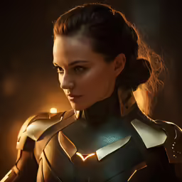 this is a photo of a woman wearing a suit of armor