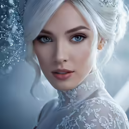 a beautiful young lady with blue eyes and tiara