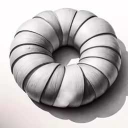 a black and white photo of a large metal ring
